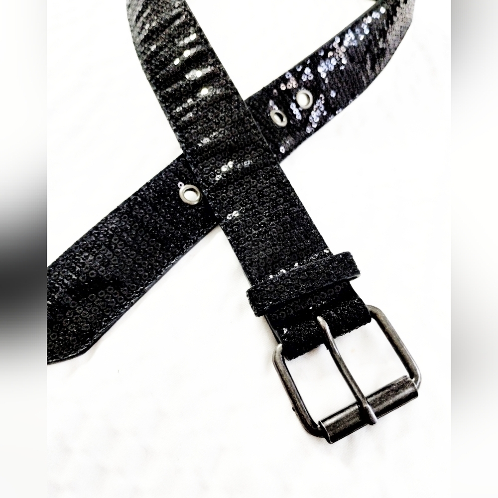 1½" Black‎ Sequin Belt Women's Casual Party